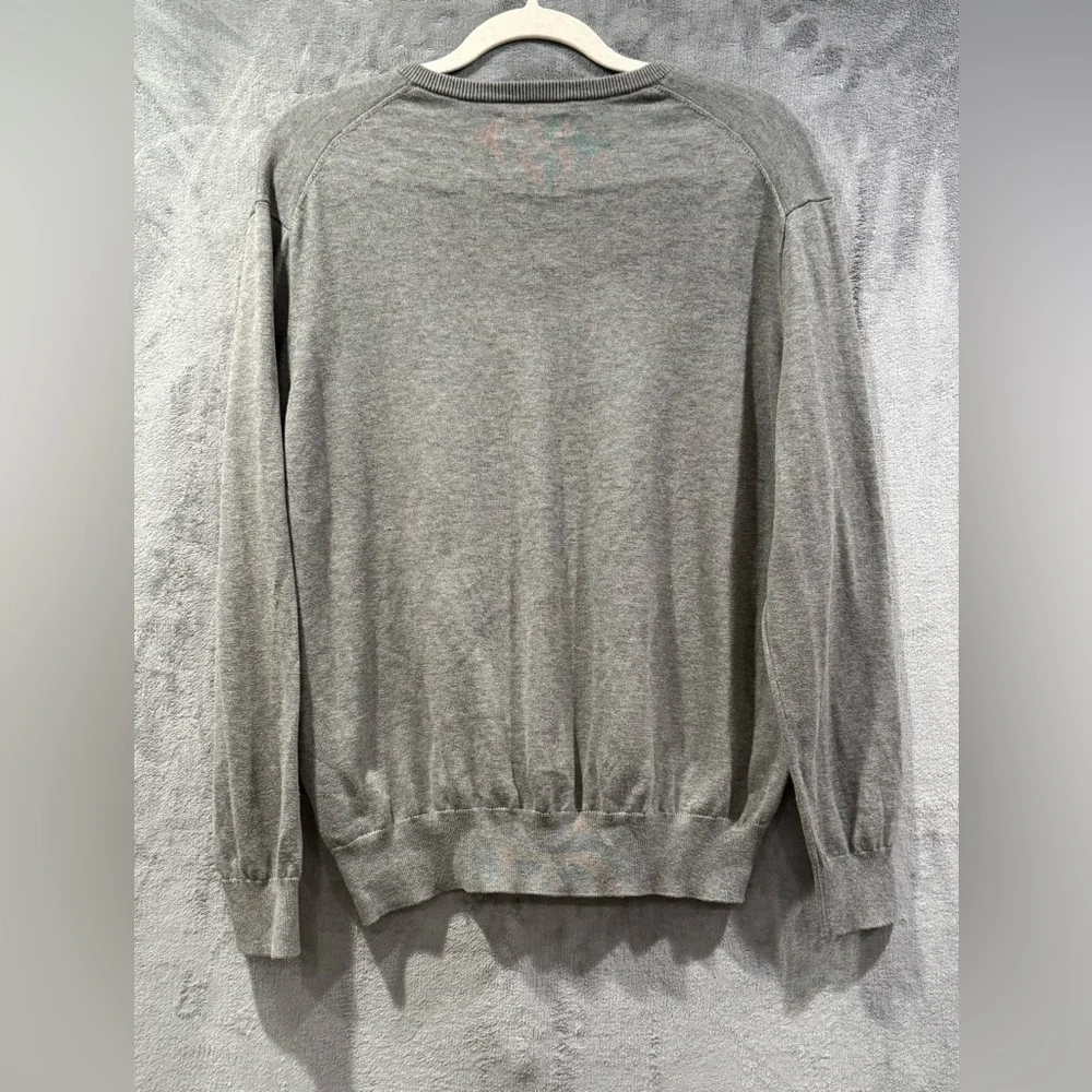 Polo Ralph Lauren Jumper Mens Size L Grey Pima cotton Sweater knit long Sleeve
